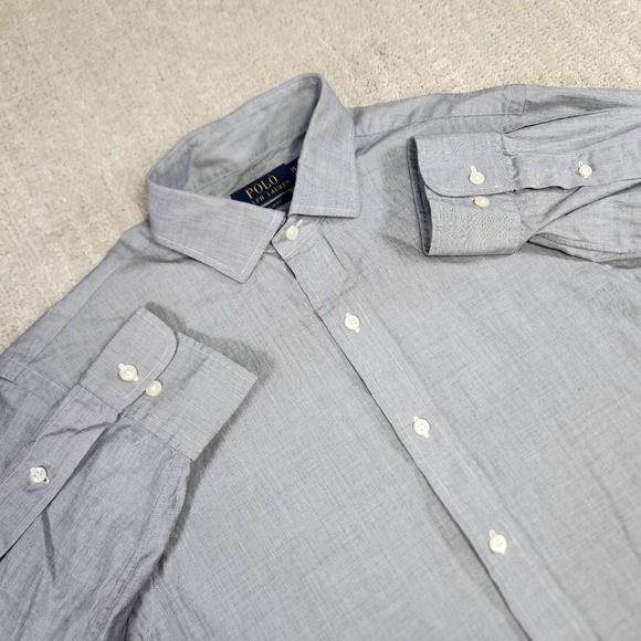 Polo Ralph Lauren Other - Vintage Polo Ralph Lauren Shirt Men 15.5 Button Down Gray Slim Fit Poplin Cotton